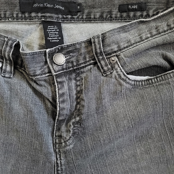 Calvin Klein Black Washed Flare Jeans - Picture 5 of 10
